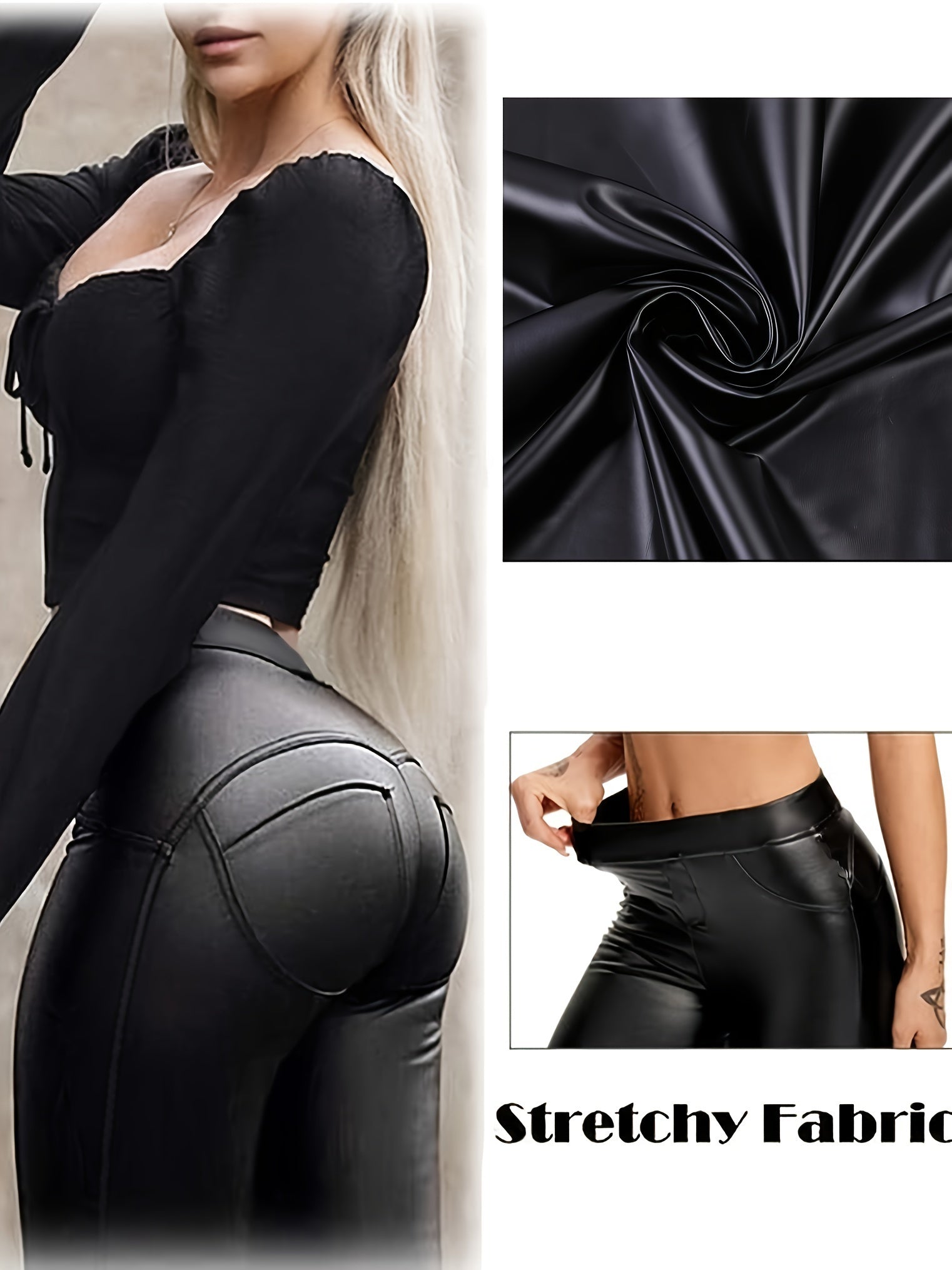 High Stretch Faux Leather Fitness Leggings