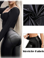 High Stretch Faux Leather Fitness Leggings