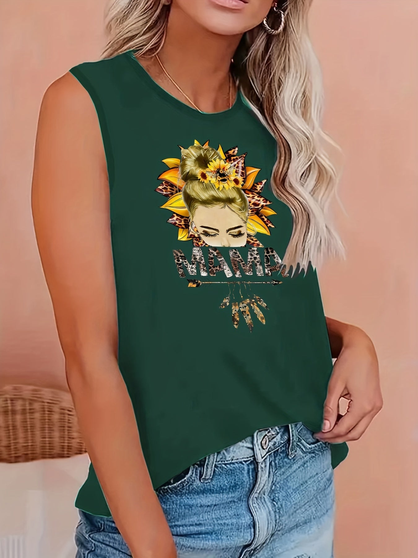Skull & Letter Print Tank Top