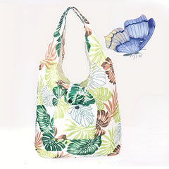 Leaves Pattern Shoulder Bag Lightweight Foldable Shopping Bag