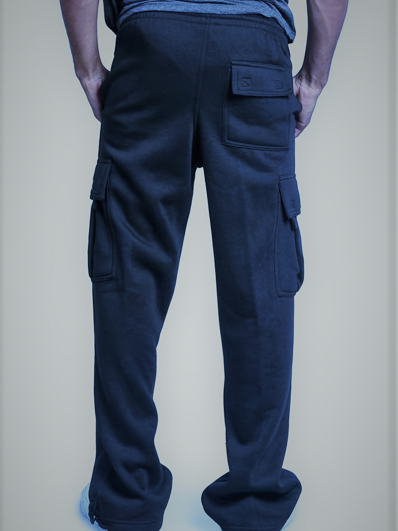 Men s Wool Lined Heavyweight Cargo Sweatpants Elastic Waist Jogger