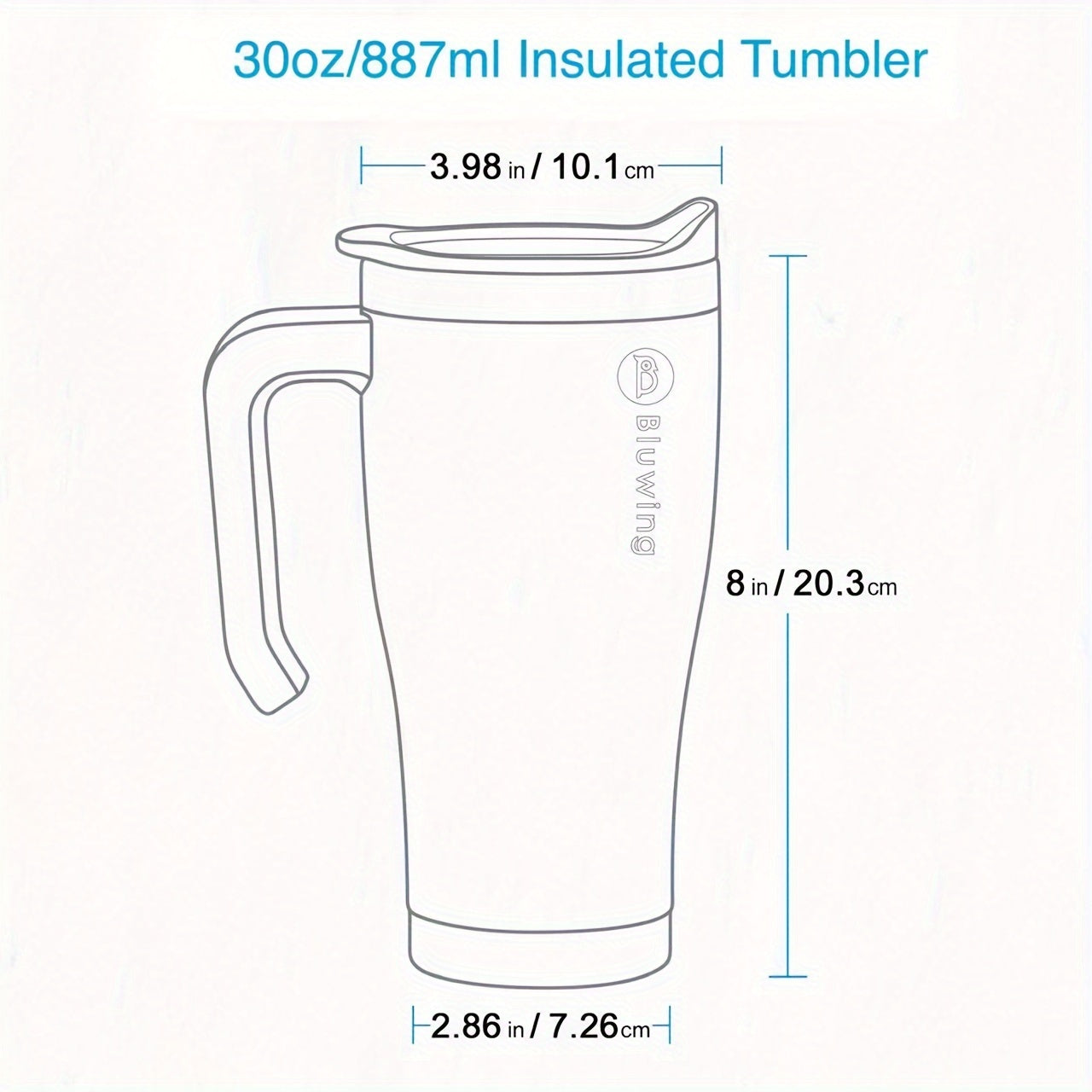 30 Oz Stainless Steel Tumbler Double Wall Insulated Travel Mug with Handle