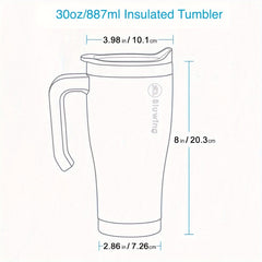 30 Oz Stainless Steel Tumbler Double Wall Insulated Travel Mug with Handle