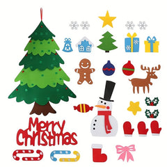 DIY Felt Christmas Tree With Detachable Ornaments Wall Hanging