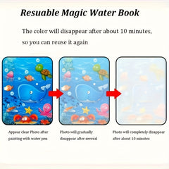 Reusable Magic Watercolor Book for Kids Educational Coloring Set Dinosaur Ocean