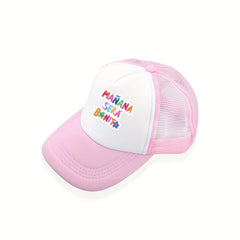Y2K Letter Print Trucker Hat Pink Block Mesh Baseball Cap