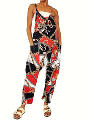 Block & Chain Print Overall Jumpsuit for Women