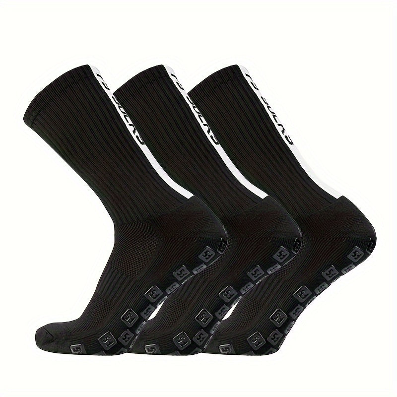 3 Pairs Men's Mid Calf Sport Socks Absorb Sweat Comfy Breathable Socks