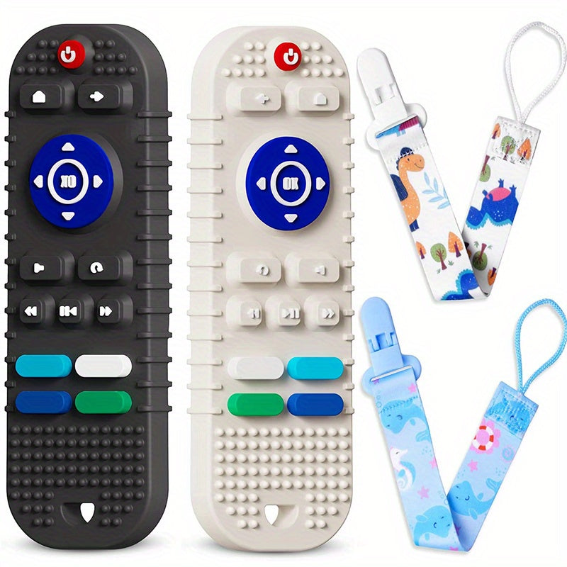 2pcs Soft Silicone Teething Toys For Babies, Remote Control Shape Teething Toys