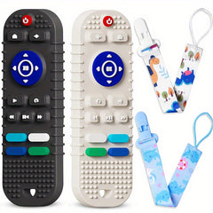 2pcs Soft Silicone Teething Toys For Babies, Remote Control Shape Teething Toys