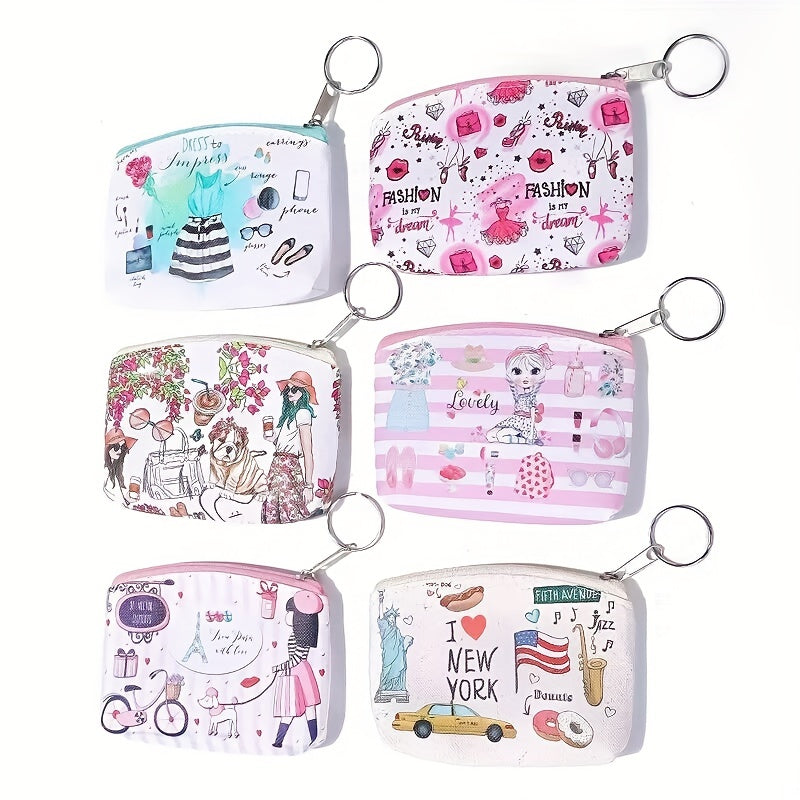 Girl's Cartoon Print Zipper Coin Purse Wallet - Kids Birthday