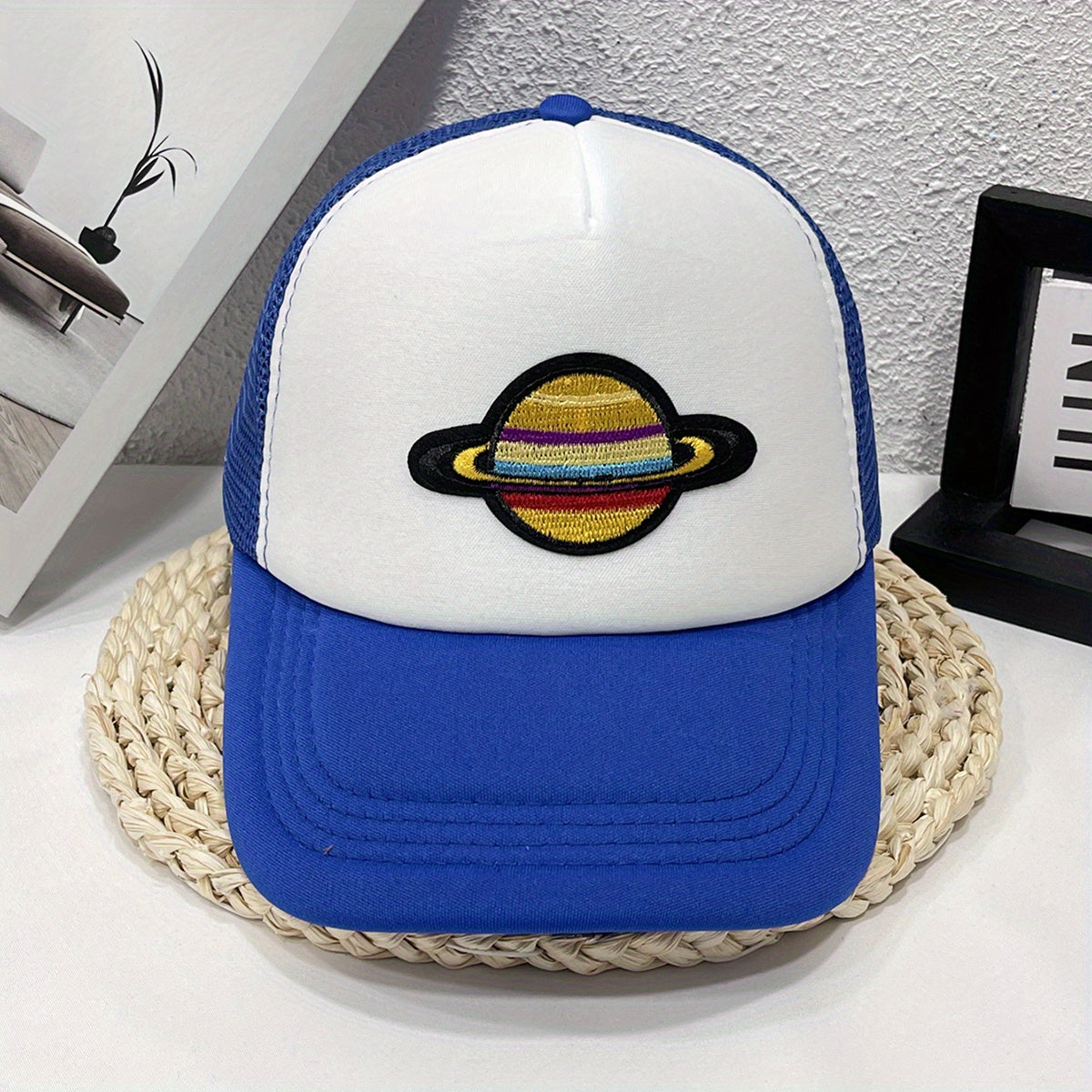 Planet Embroidered Unisex Baseball Cap Trucker Hat Mesh Adjustable