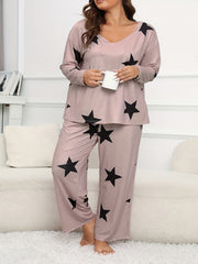 Women's Plus Star Print Top & Pants Set