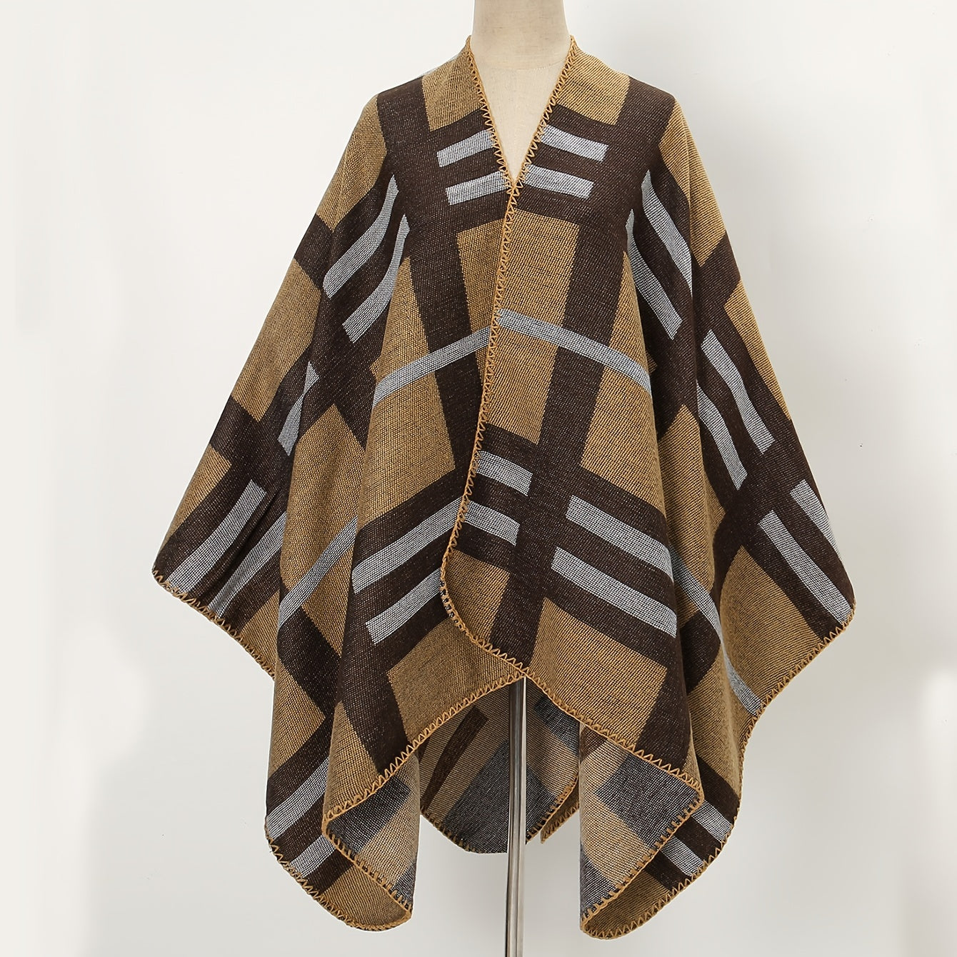 Dark Plaid Scarf Winter Warm Large Blanket Shawl Casual Wrap Accessory