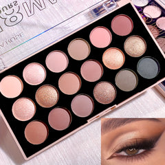 18 Colors Eyeshadow Palette Pearly Shimmer Matte Finish Waterproof Sweat Proof