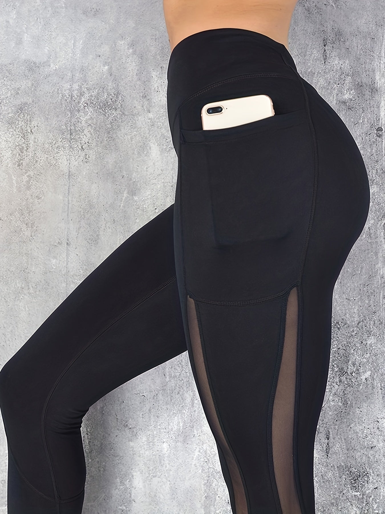 Mesh Contrast Sports Leggings High Waist Yoga Pants