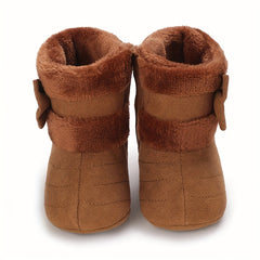 Bowknot Comfy Baby Girls Fleece Boots Warm Indoor Winter Shoes