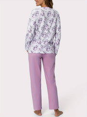 Floral Print Pajama Set Long Sleeve Top & Pants
