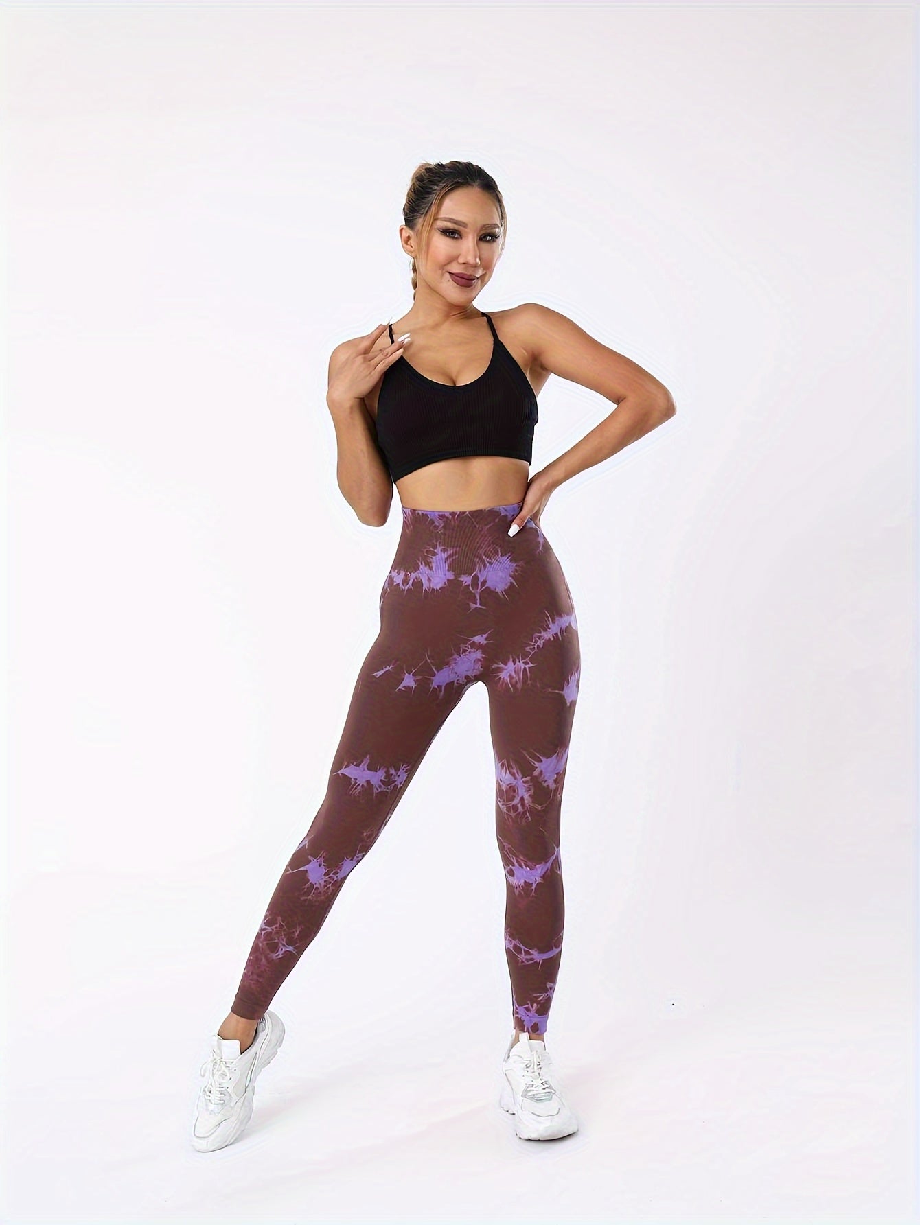 Tie Dye Seamless Sports Leggings High Waist Yoga Elastic Tights