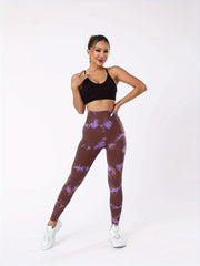 Tie Dye Seamless Sports Leggings High Waist Yoga Elastic Tights