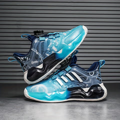 Boy's Reflective Basketball Shoes with Rotating Buckle Non Slip Sneakers