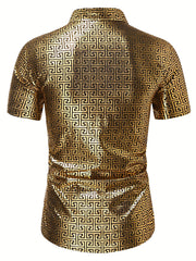 Geometric Print Men's Casual Short Sleeve Shirt