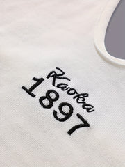 Embroidered Halter Top Sexy Crew Neck Summer Sleeveless Top