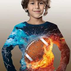 3D Ball Print Kid's Pullover Long Sleeve Top