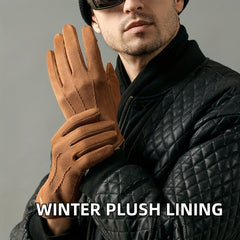 Men's Winter Suede Velvet Gloves Plus Velvet Thickened Warm