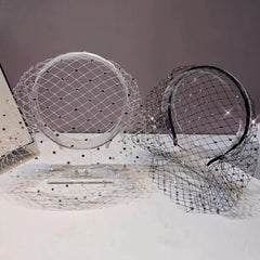 2pcs Rhinestone Hair Veils w/ Adjustable Headbands for All Hair Types
