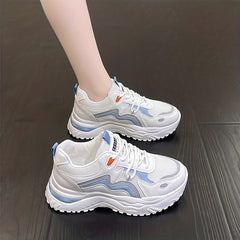 Women's Mesh Platform Sneakers Lace Up Outdoor Shoes