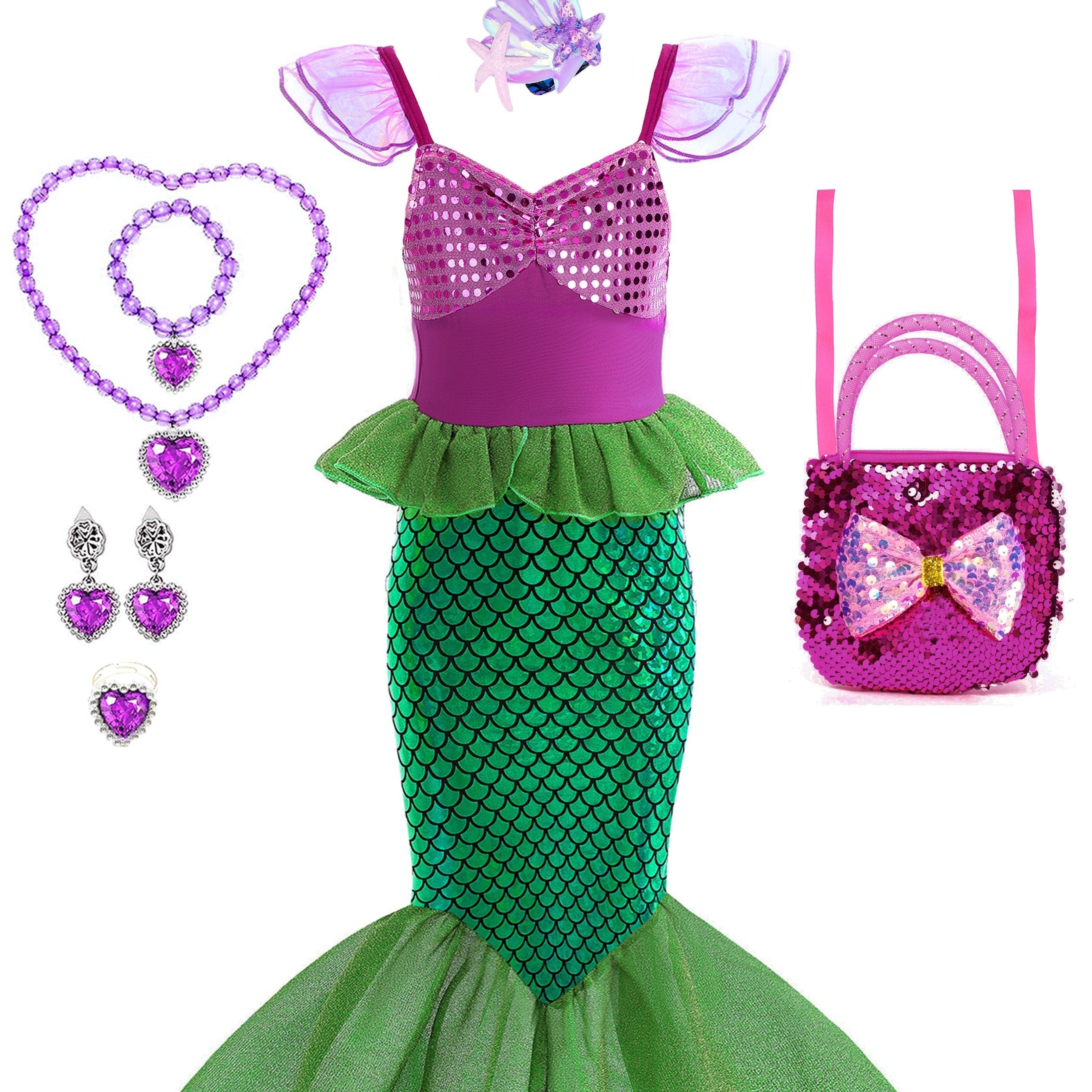 Toddler Mermaid Princess Costume Dress with Accessories