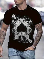 Poker Spade Pattern Men's Short Sleeve Graphic Tee