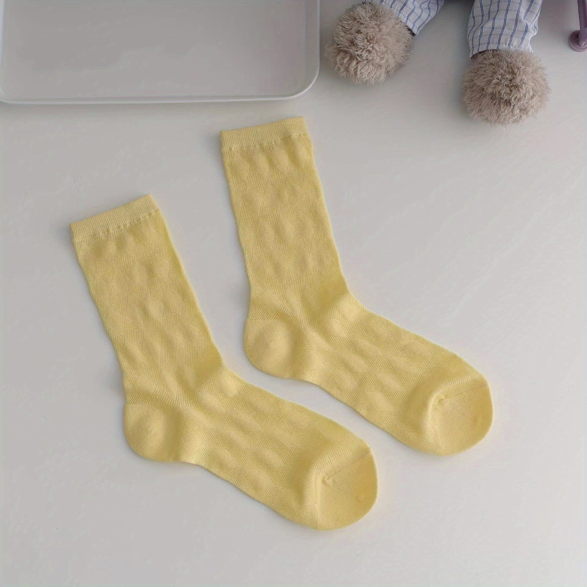 Argyle Textured Socks Mid Tube Women's Stockings