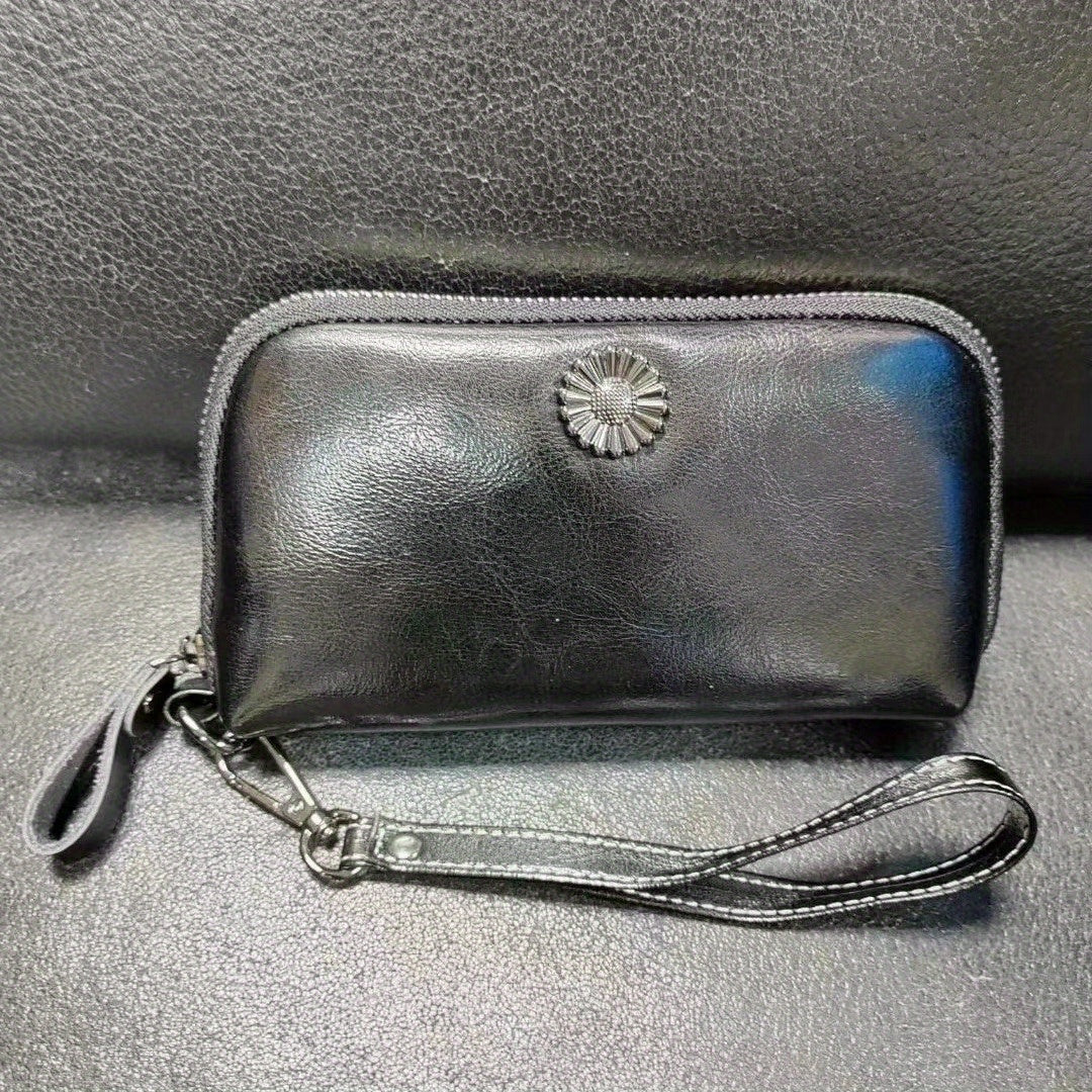 Women's Zipper Wallet Coin Purse Phone Case Handbag Wristlet Coffee Green