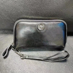 Women's Zipper Wallet Coin Purse Phone Case Handbag Wristlet Coffee Green