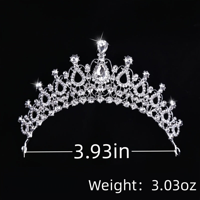 Silvery Crystal Wedding Crown Headband Bridal Tiara