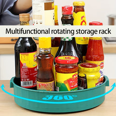Rotating Kitchen Storage Rack for Tableware and Seasoning Bottles