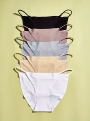 5pcs Seamless Solid Panties Soft & Comfy Lingerie Underwear