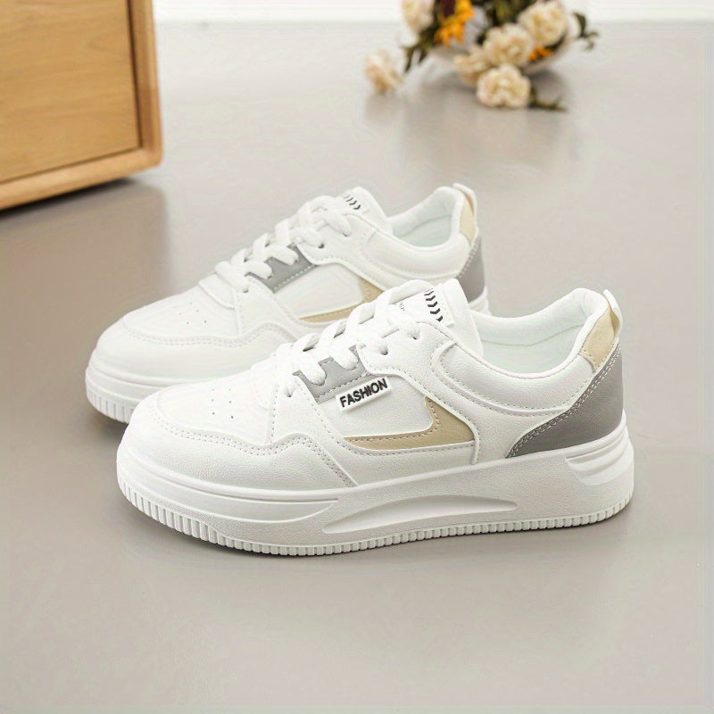 Women's Block Patchwork Non-slip Skate Shoes Thick Sole Platform Sneakers