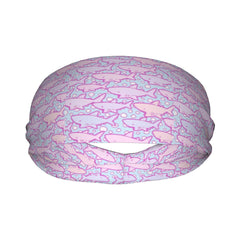 Shark Print Sports Headband Sweat Wicking Stretchy & Breathable Polyester