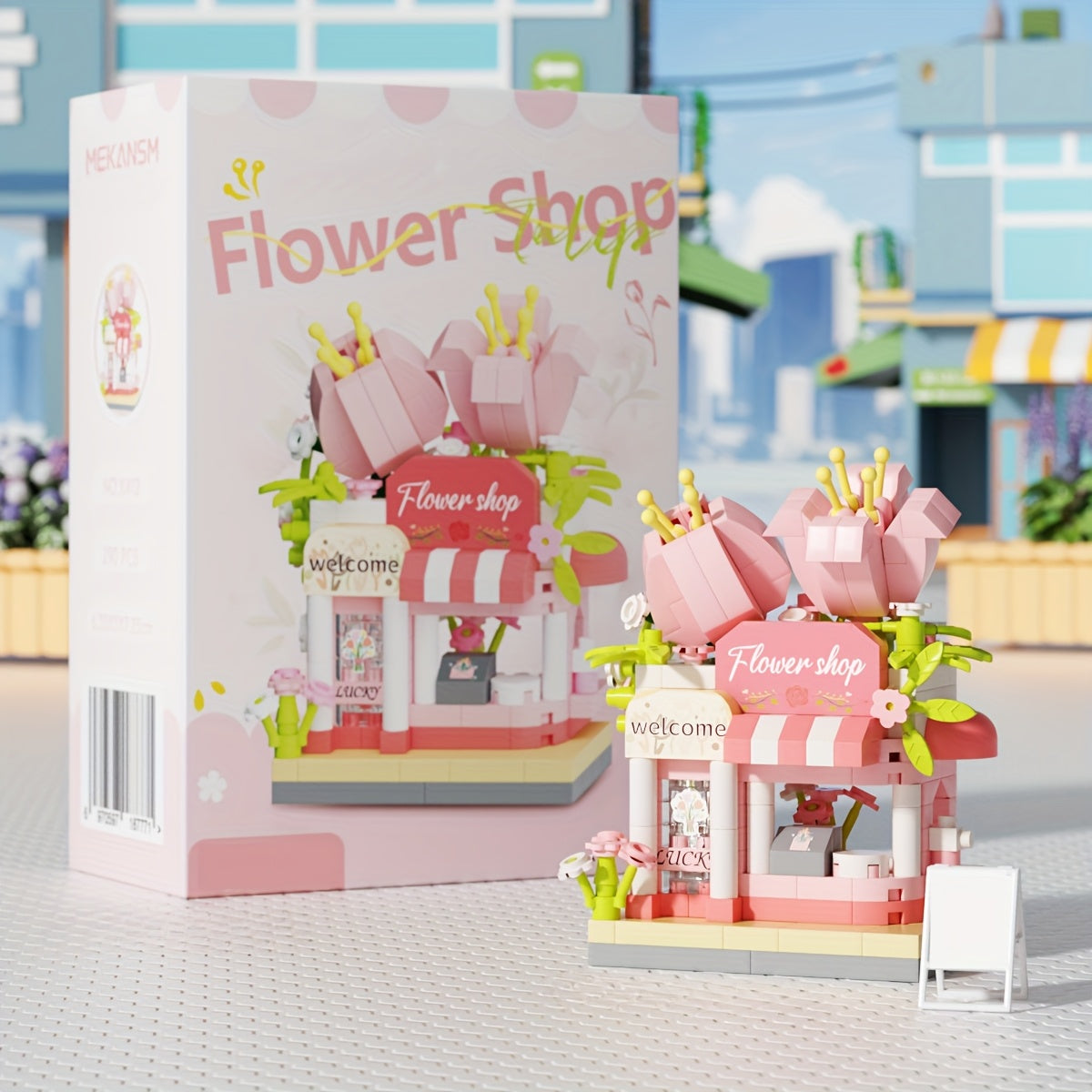 Floral Shop Building Blocks w/ Roses & Sunflowers Toy Display