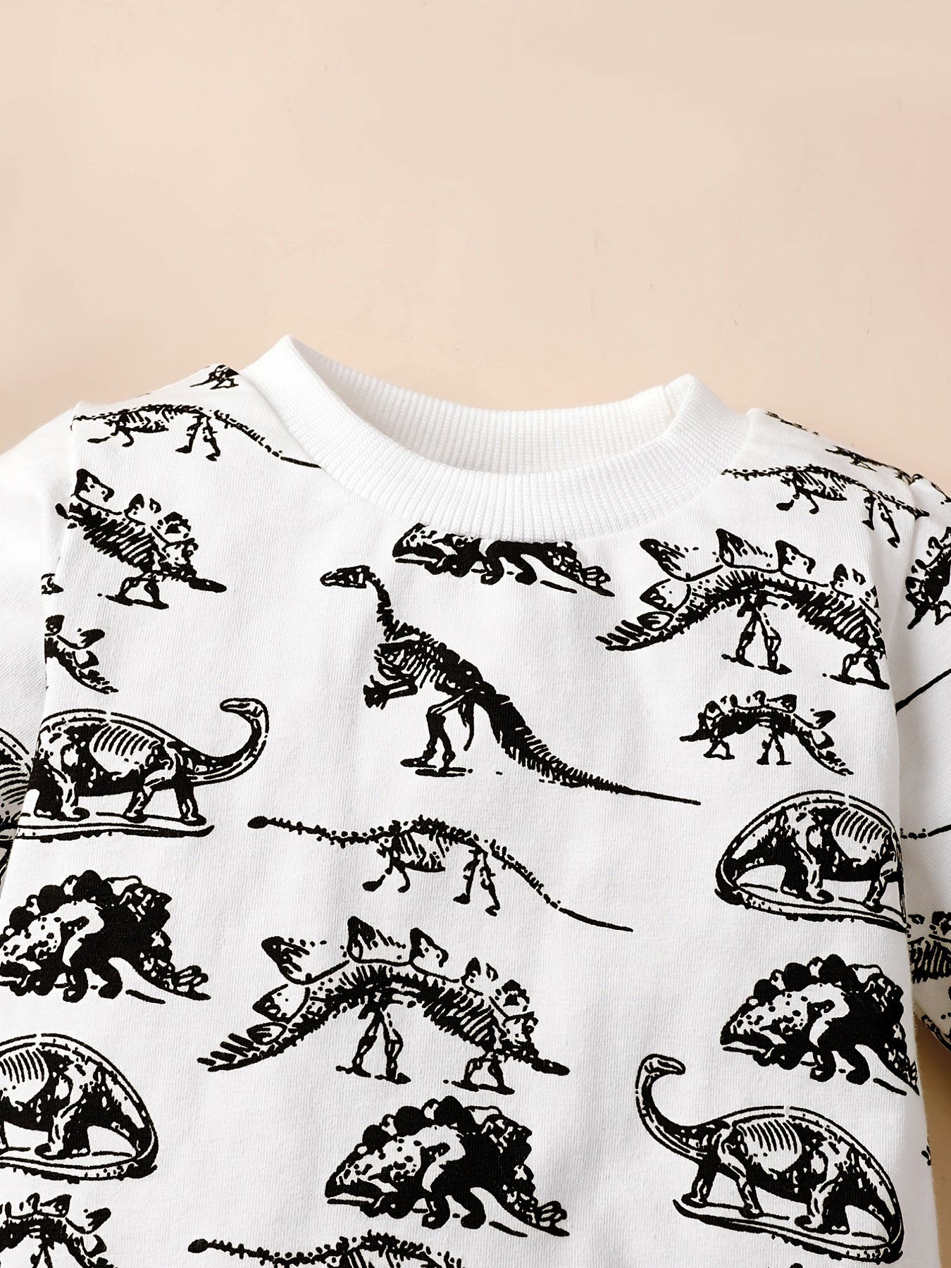 2pcs Toddler Boys Dino Print Crew Neck Sweatshirt & Pants Set