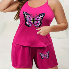 Butterfly Print Cami Top & Shorts Pajama Set