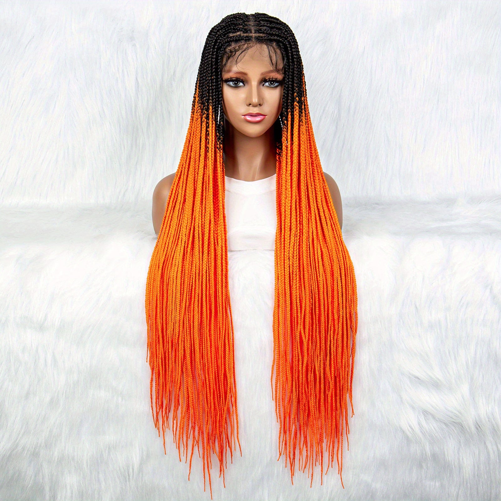 91 44 Cm Long Braided Synthetic Wigs Box Braided Knotless Cornrow Long Hair