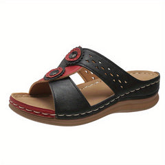 Women's Block Wedge Slides Open Toe Casual Slides