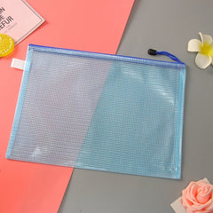 Waterproof Transparent Zipper Bag A4 A5 Mesh Stationery Bag