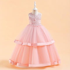 Princess Lace Mesh Fluffy Skirt Dress for Flower Girl