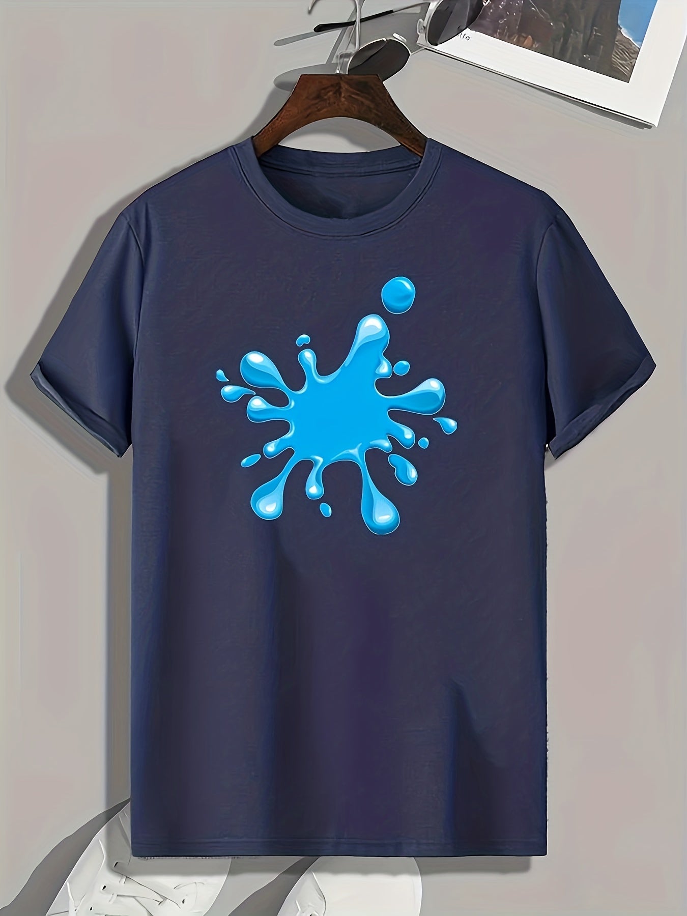 Splash Pattern Print Men's Comfy Sports T Shirt Graphic Tee