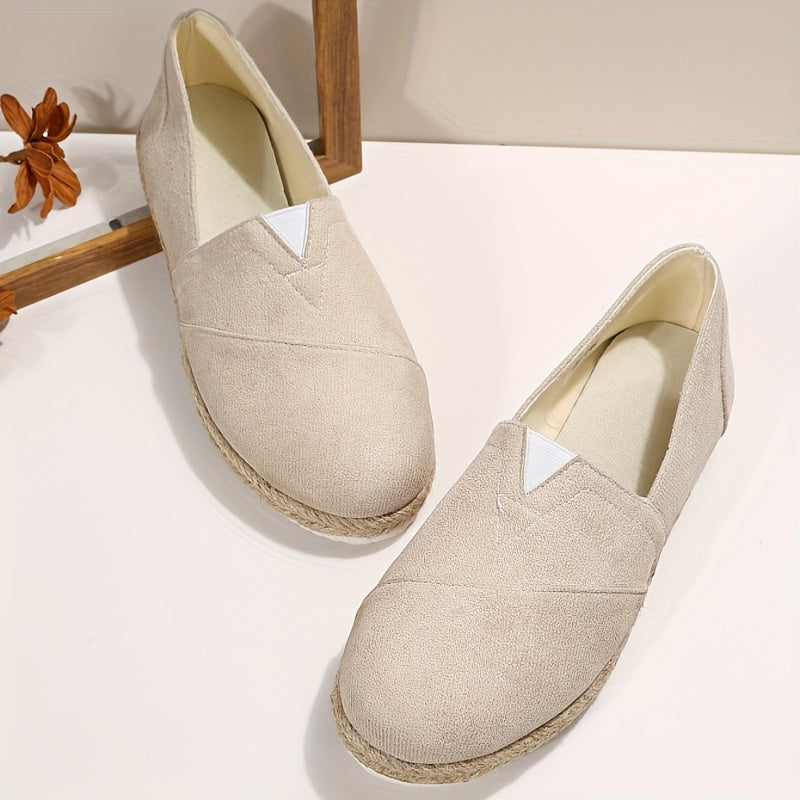 Women's Solid Flat Slip On Round Toe Espadrilles Casual Outdoor Shoes